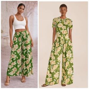 Rebecca Taylor mesh pull on wide leg pants in wild peony - large